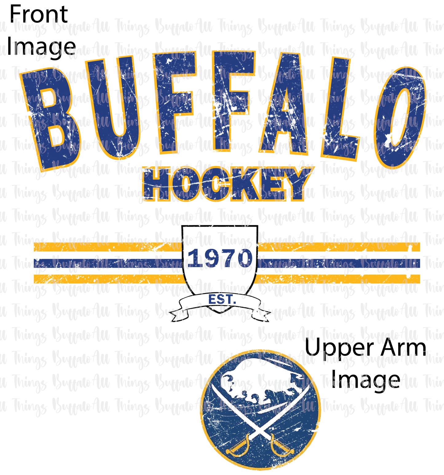 Blue and Gold Buffalo Hockey distressed