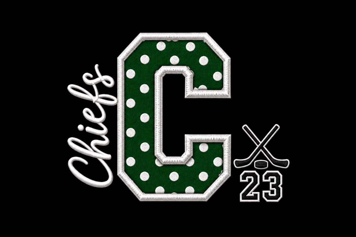 Embroidered Applique Caz Polka Dot crewneck (optional number)