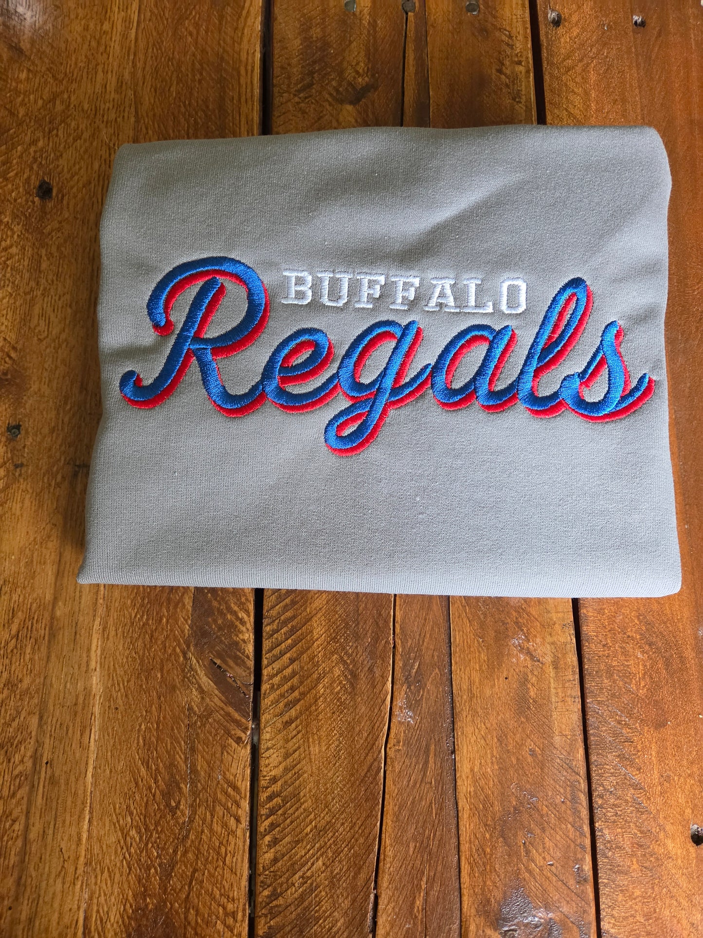 Embroidered Buffalo Regals crewneck (optional number)