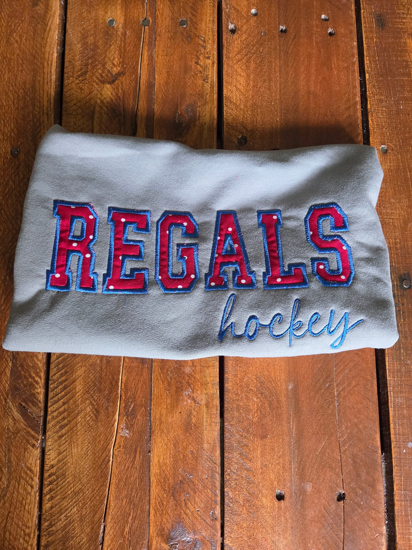 Embroidered Appliqué Buffalo Regals crewneck (optional number)