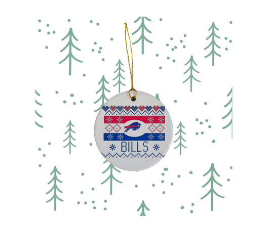 Bills Ugly Sweater Ornament 2.75in round