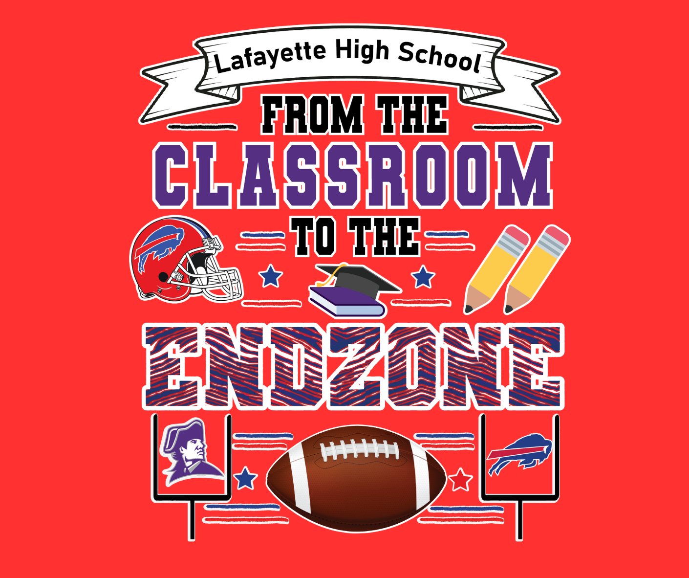 Lafayette High Endzone (multiple colors & shirt styles) [$5 donated back to school for every shirt sold]