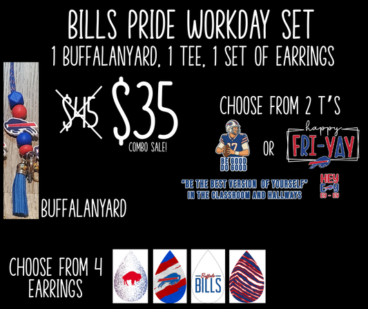 Bills Pride Workday Set – Tee, Lanyard & Earrings- SAVE $10!