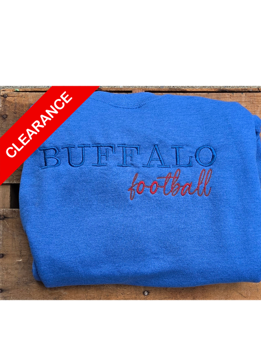 CLEARANCE: Embroidered Buffalo Football Crewneck