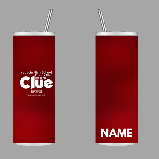 Clue Stainless Steel Tumbler w/ Straw (20 oz) Image is part of the tumbler and is not a separate sticker.